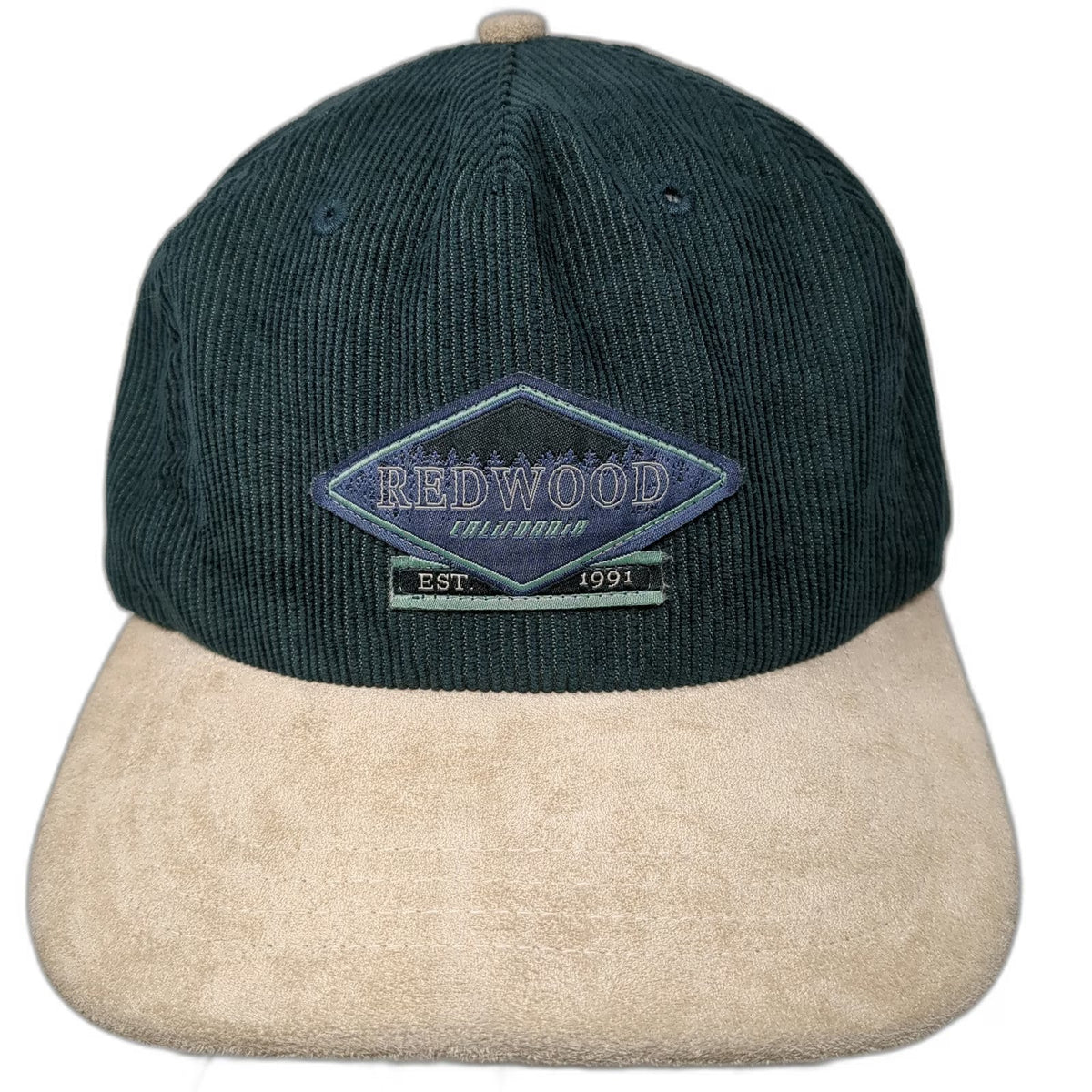 Cotton On 5 Panel Hat Green One Size Corduroy Suede Brim California Redwood
