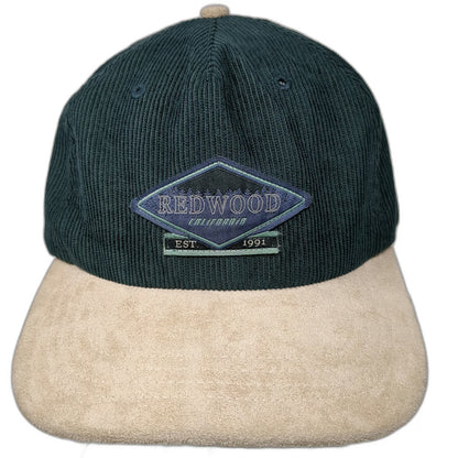 Cotton On 5 Panel Hat Green One Size Corduroy Suede Brim California Redwood