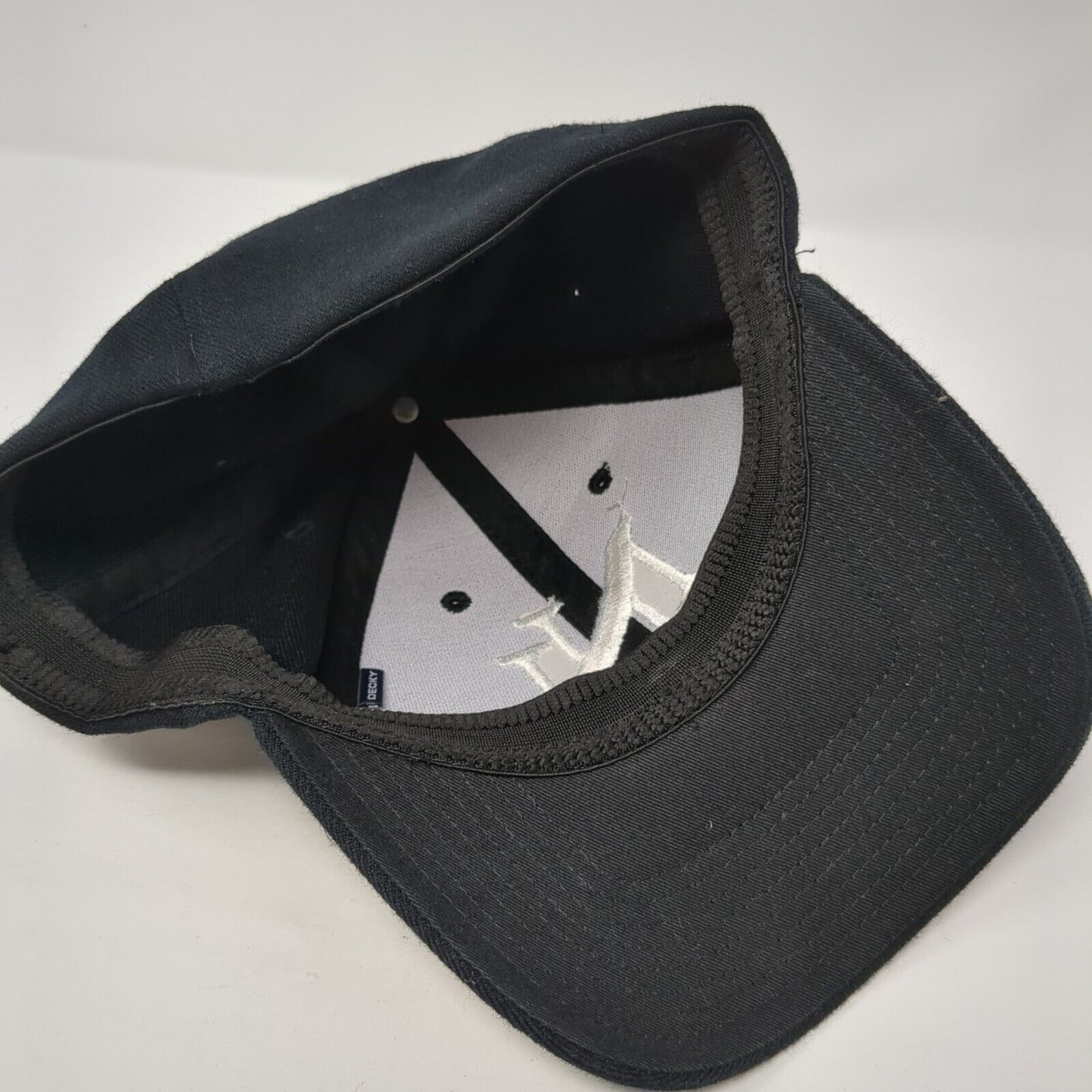 Letter N Fitted Hat Black One Size Stretch Embroidered Decky 6 Panel