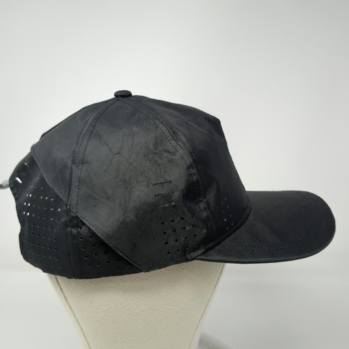 CODEOFBELL 5 Panel Black Hat One Size Recycled Polyester Laser Cut Reflective