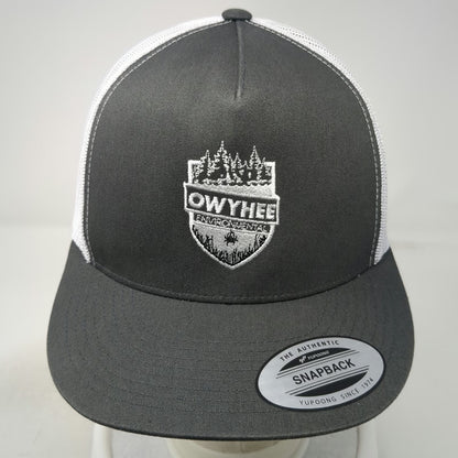 Yupoong Trucker Hat Gray OSFM Owyhee Environmental Mesh Back Flat Brim Snapback