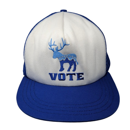 VOTE Elk Snapback Trucker Hat Blue One Size Adjustable Embroidered Mesh Back