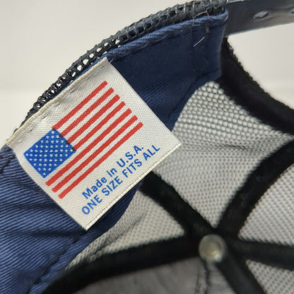 North Star Trucker Hat Blue Mesh Back Snapback Made in USA Blank Vintage