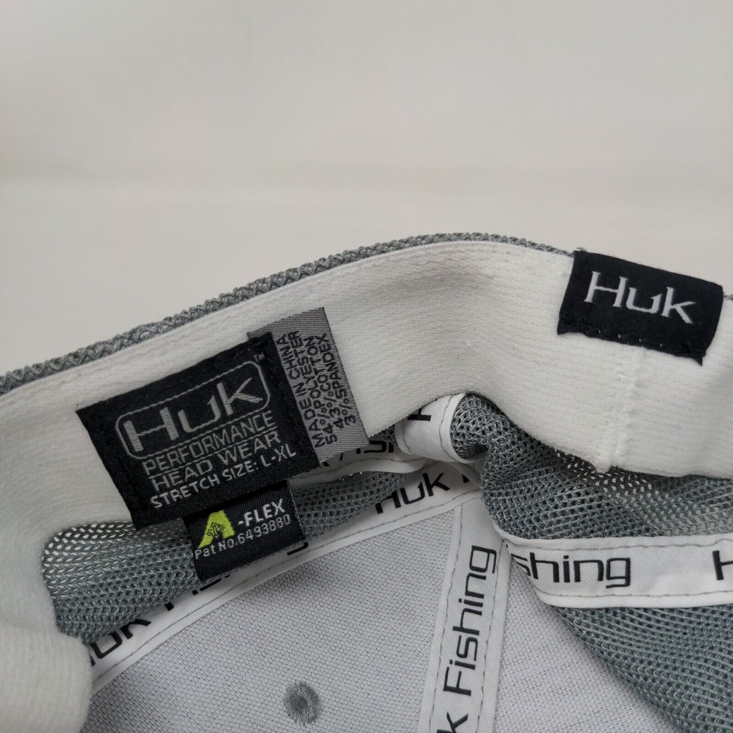 Huk Fishing Fitted Mesh Back Trucker Hat Gray L/XL Stretch 6 Panel