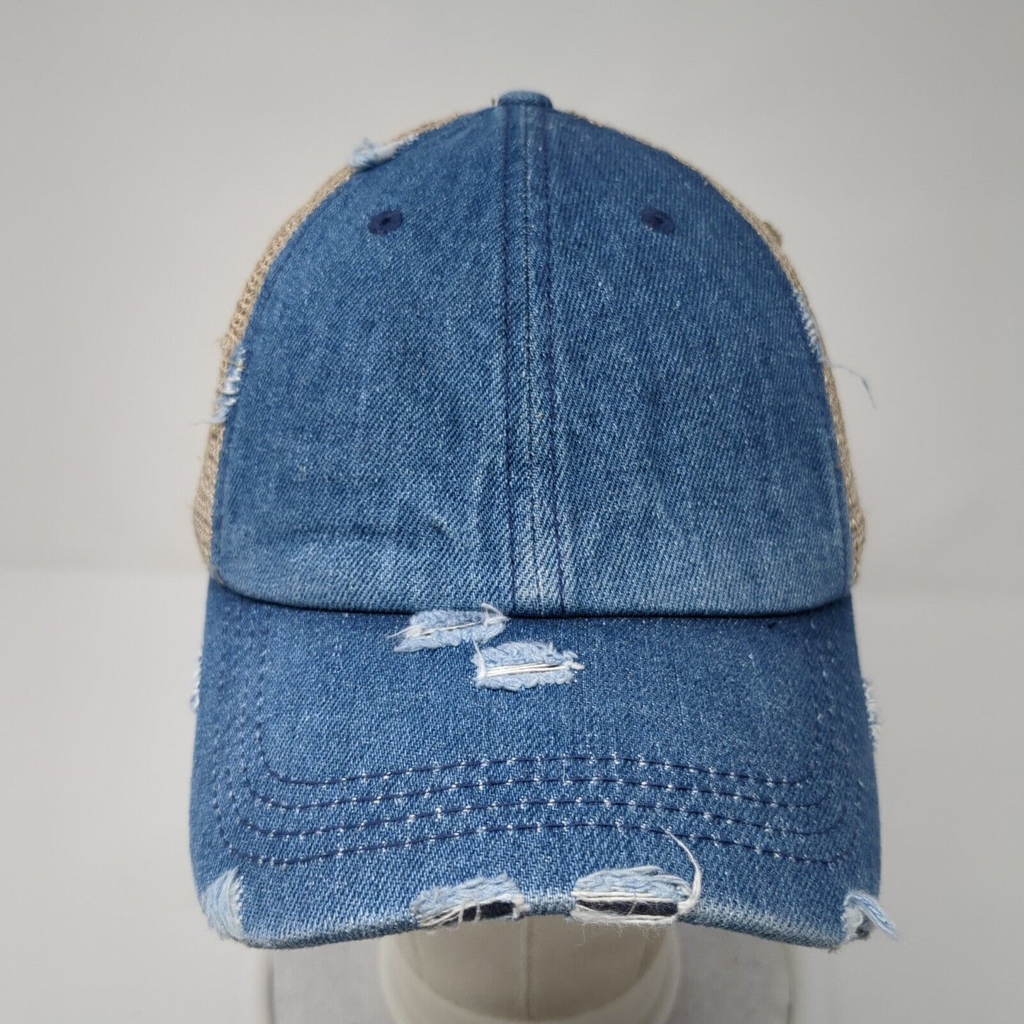 KB Ethos Strapback Ponytail Caps Multicolor OS Adjustable Mesh Back Distressed