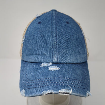 KB Ethos Strapback Ponytail Caps Multicolor OS Adjustable Mesh Back Distressed