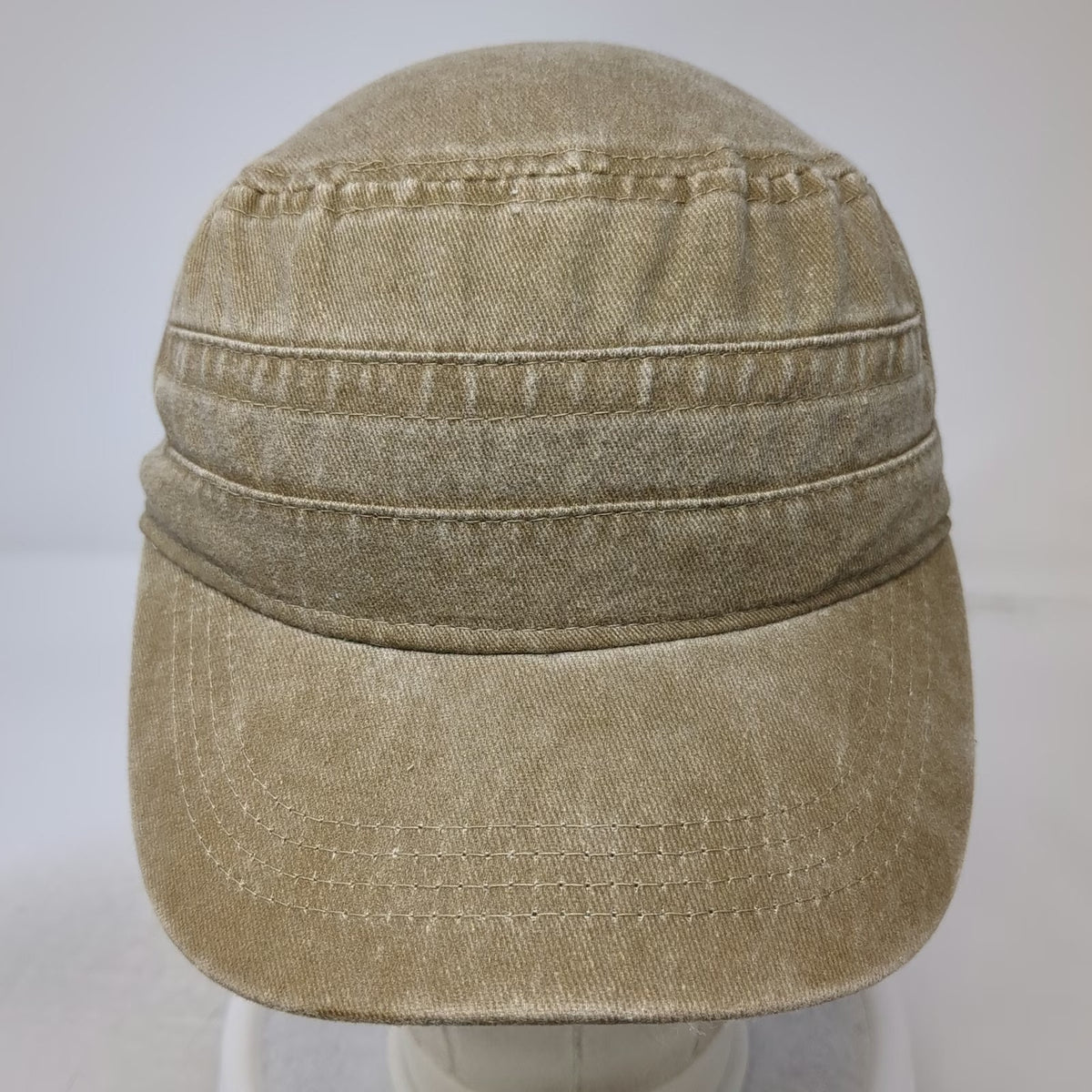 Army Cap Brown One Size Distressed Cotton Slideback Adjustable Flat Top Hat