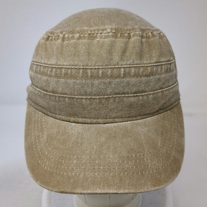 Army Cap Brown One Size Distressed Cotton Slideback Adjustable Flat Top Hat