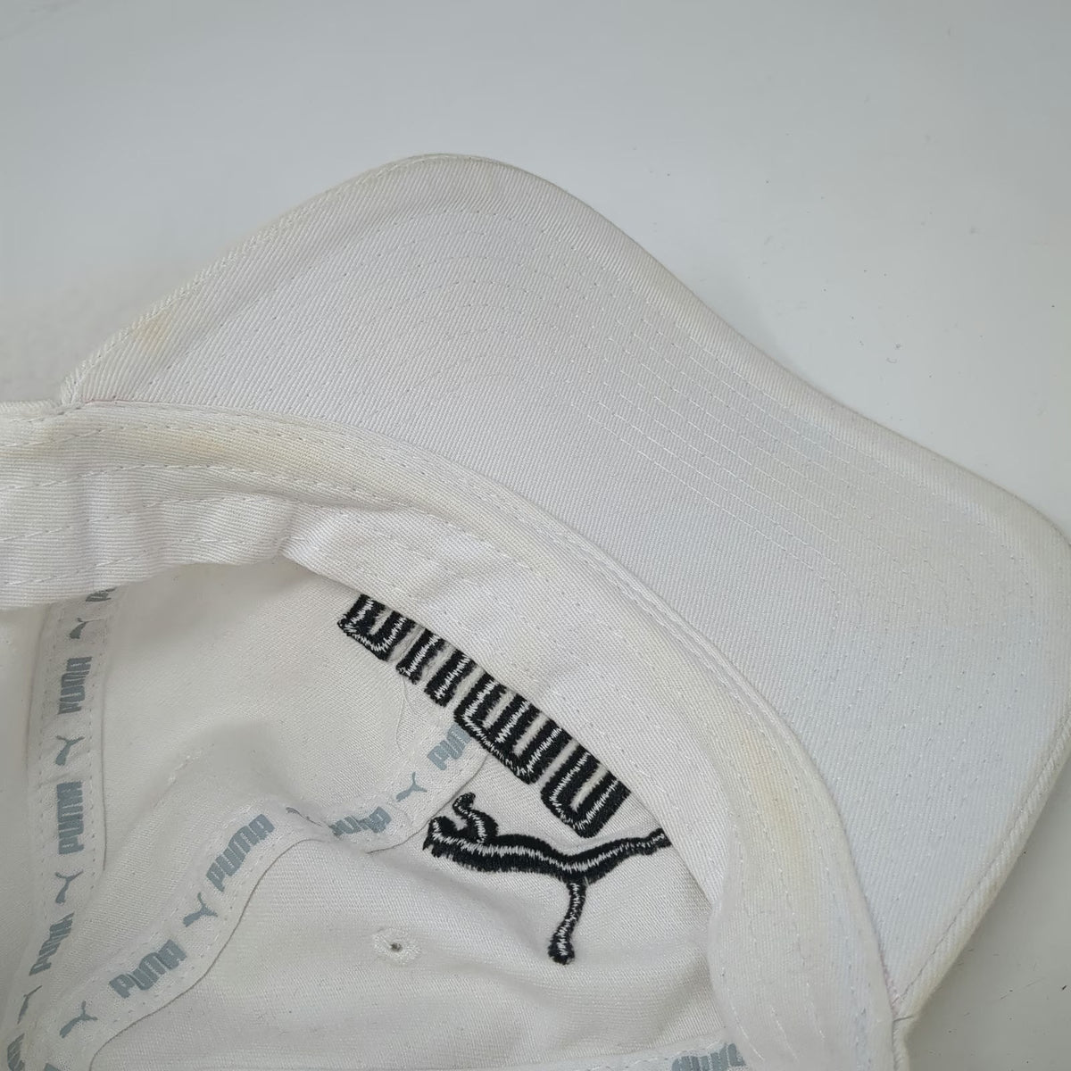Puma Baseball Cap White One Size Embroidered Logo Adjustable Slideback Hat