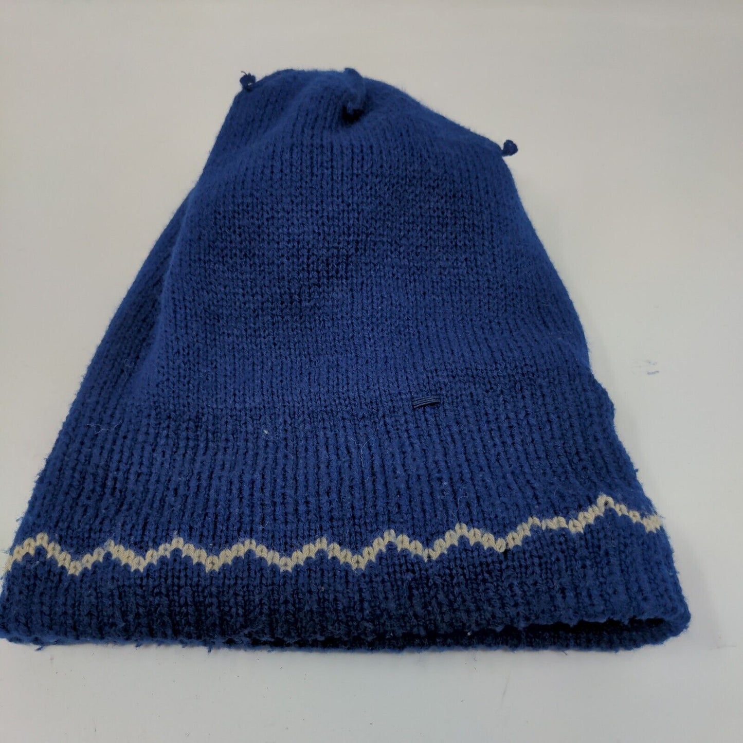 English Village Men's Knit Beanie Hat Cap Blue OSFA Stripe 100% Acrylic