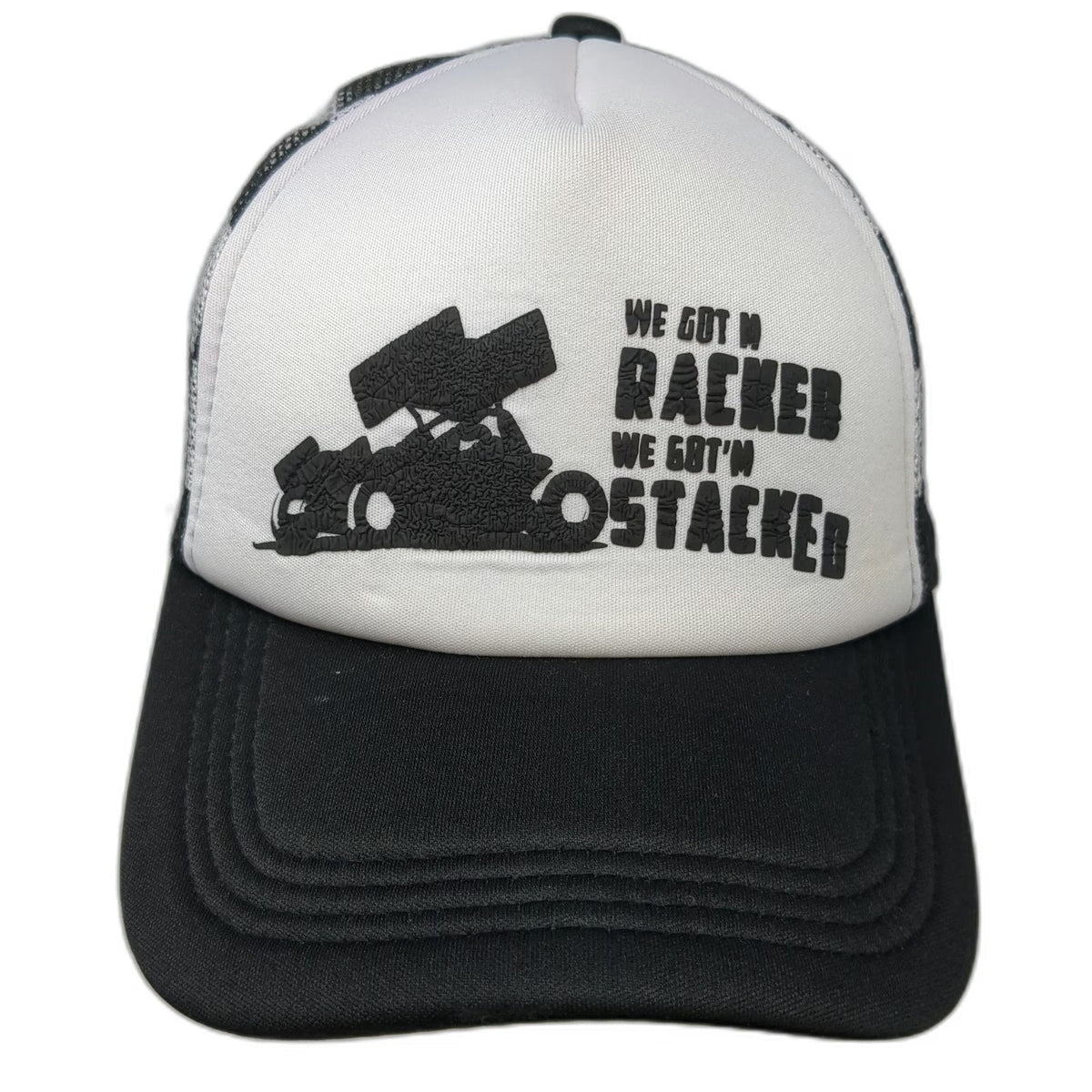 Hobby Lobby Trucker Hat White Black One Size Sprint Car Racing Checkered Pattern