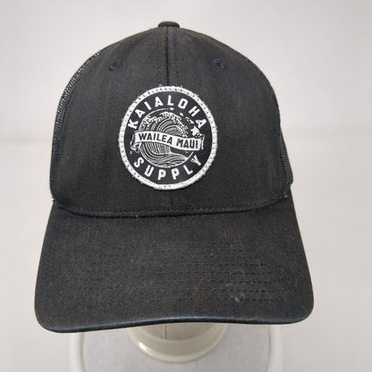 KaiAloha Supply Wailea Maui Snapback Trucker Hat Black OSFA Mesh Back