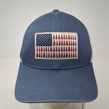 Columbia Tree Flag Fitted Trucker Hat Blue S/M Lightweight Embroidered Mesh Back
