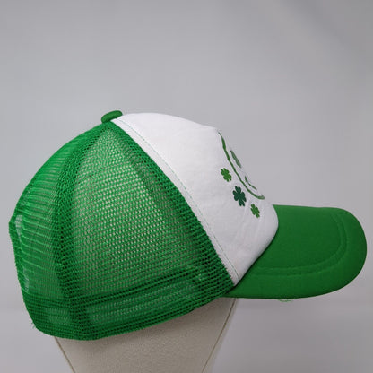 St. Patrick's Day Smiley Face Trucker Hat Green One Size Mesh Back