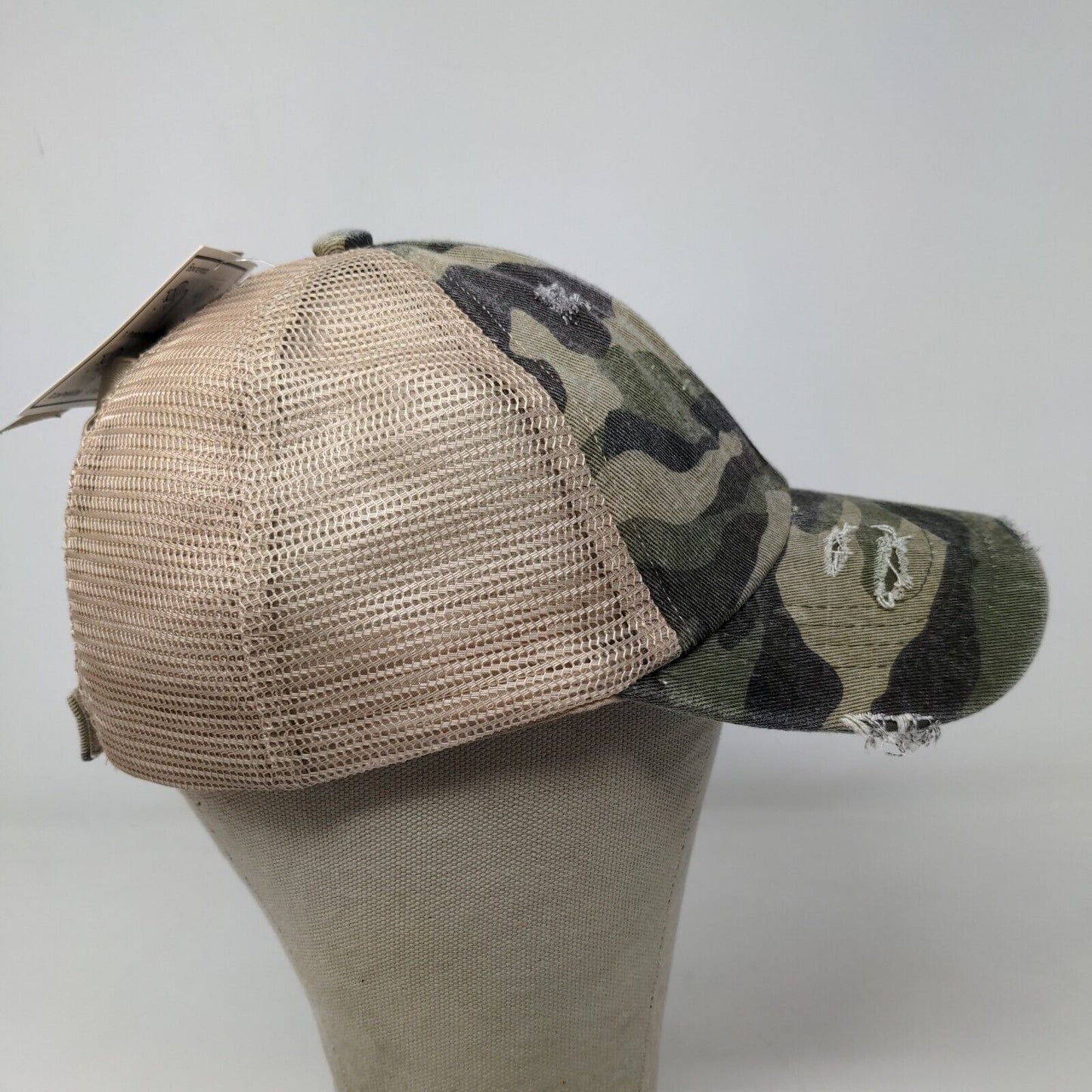 C.C. Exclusives Women's Distressed Camo Hat Strapback W/Tags Cotton Blend