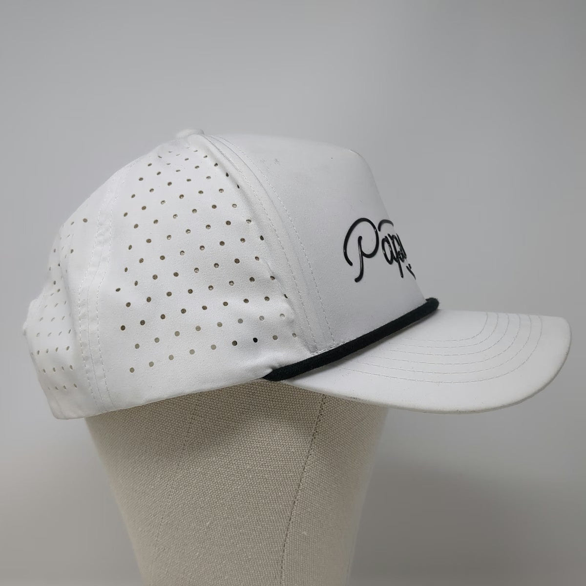 Papa Bear Trucker Hat White One Size Rope Perforated Snapback Made In USA Logo