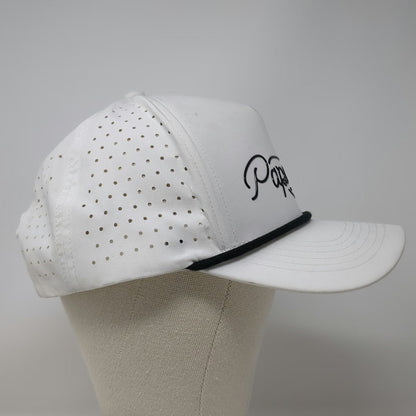 Papa Bear Trucker Hat White One Size Rope Perforated Snapback Made In USA Logo