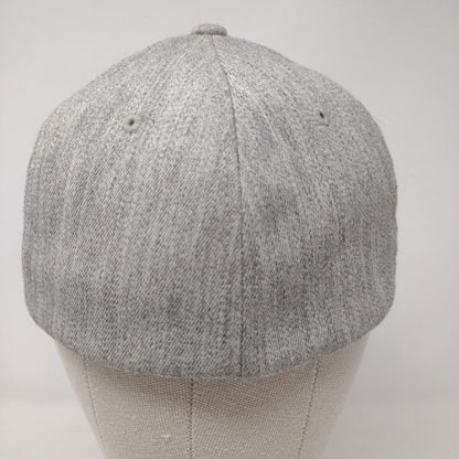 American Flag Fitted Hat Gray S/M Flexfit Patriotic 6 Panel Vented Holes Yupoong