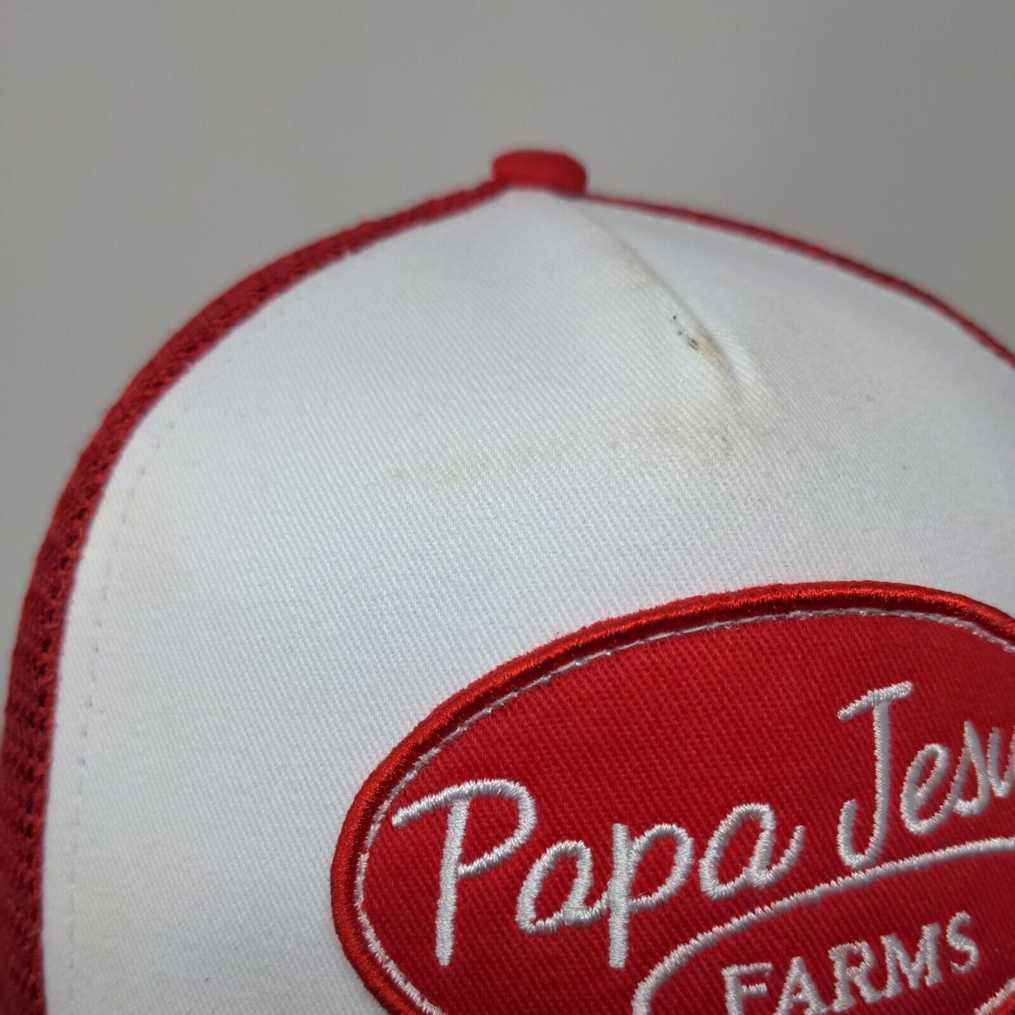 Papa Jesus Farms Snapback Trucker Hat Red One Size Adjustable Mesh Back Pheno