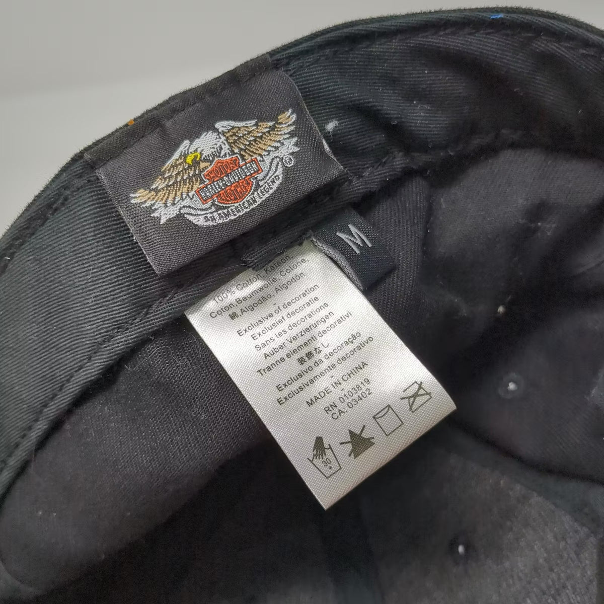 Harley-Davidson Black Baseball Cap M Embroidered Shield Logo Fitted Hat Orange