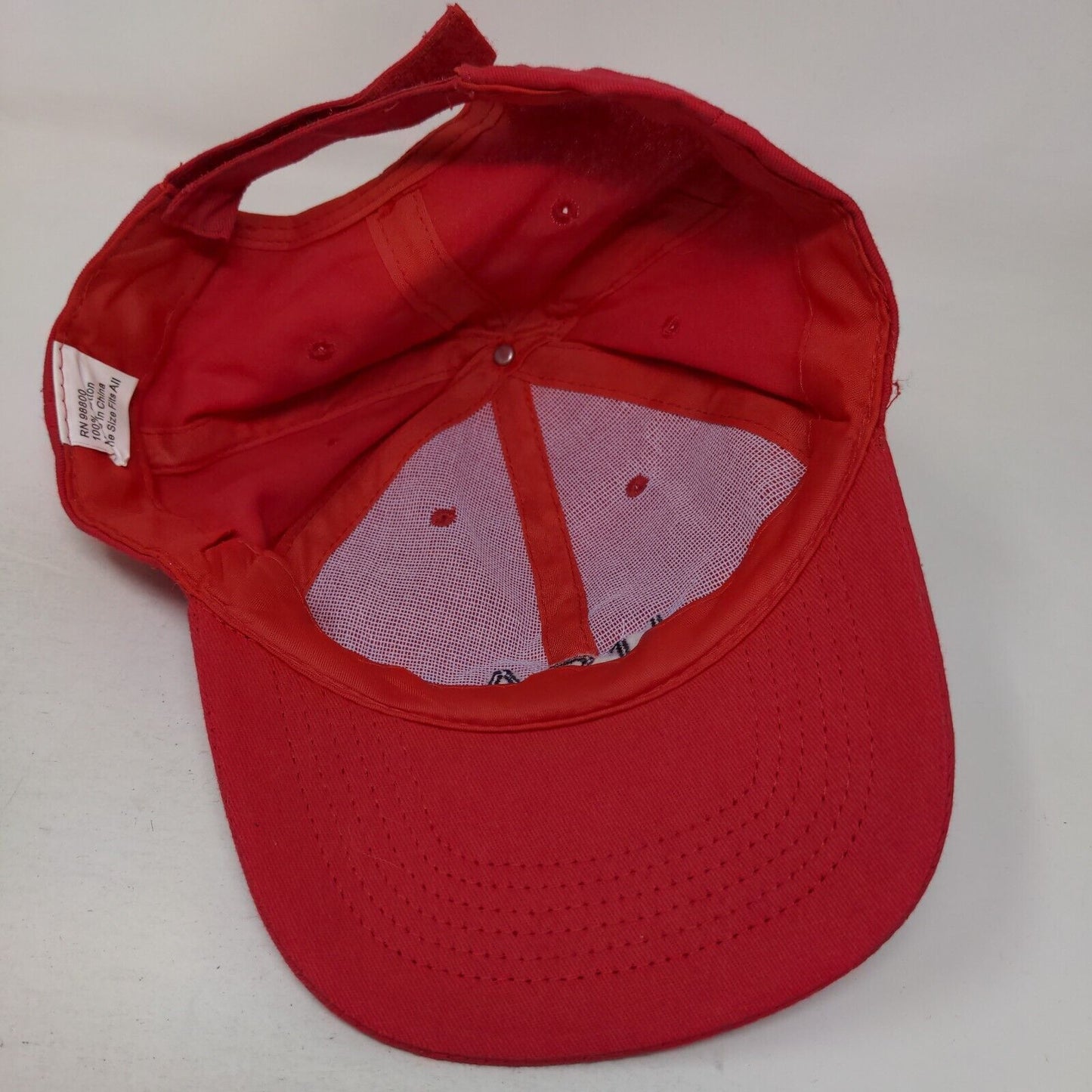 USA Strapback Hat Red OSFA Adjustable Embroidered Vented Holes 6 Panel