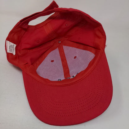 USA Strapback Hat Red OSFA Adjustable Embroidered Vented Holes 6 Panel