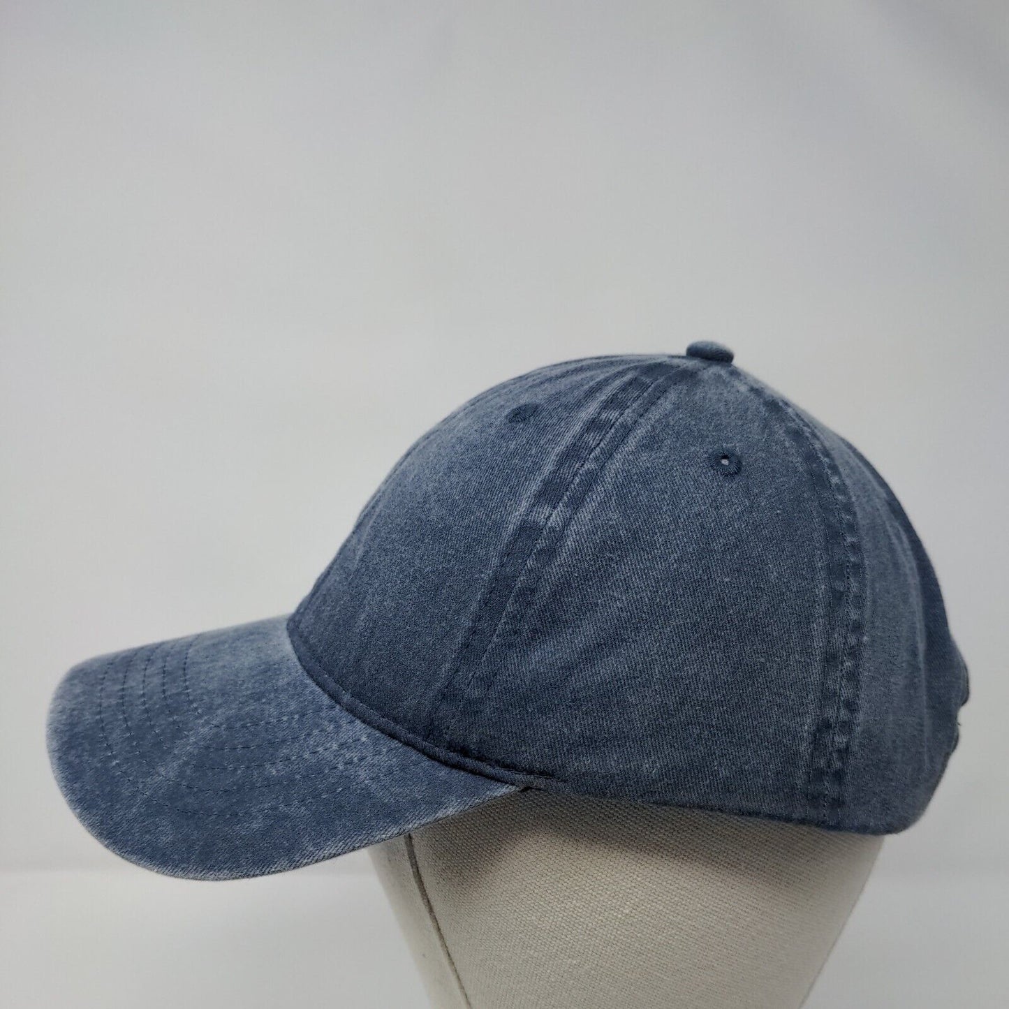 Unbranded Strapback Hat Blue OSFM Adjustable Vented Holes 6 Panel Denim Blank