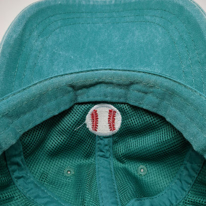 Adams Baseball Cap Blue One Size Ball Logo Leather Slideback Hat Cotton Twill