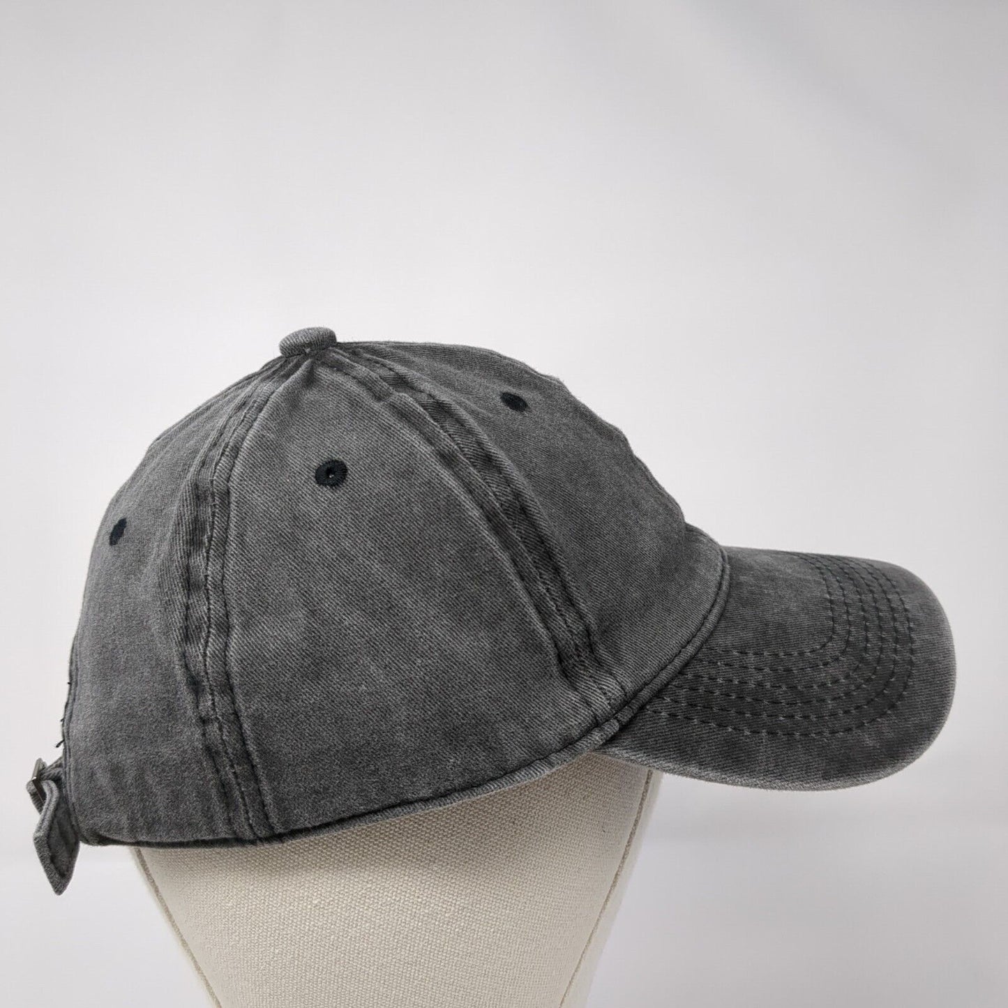 Unbranded Strapback Hat Gray One Size Adjustable Vented Holes 6 Panel Blank