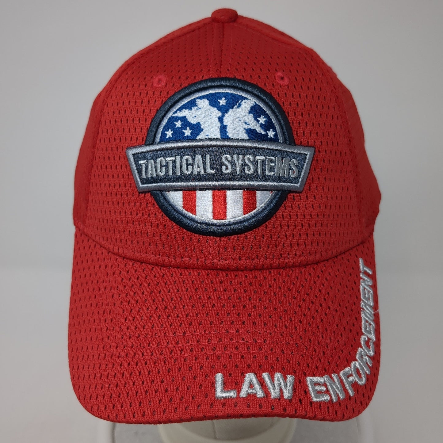 Tactical Systems Law Enforcement Baseball Cap Red OS Patriotic Mountain Lakes
