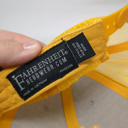 Fahrenheit Trucker Hat Gray Yellow One Size Mesh Back Snapback Rays for Rare Sun