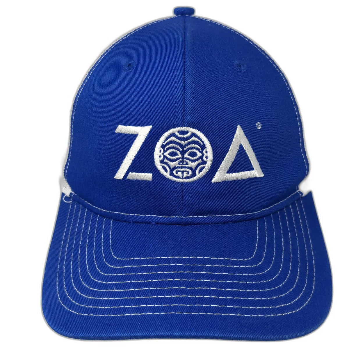 Port Authority Trucker Hat Blue White One Size ZOA Energy Drink Tiki Snapback