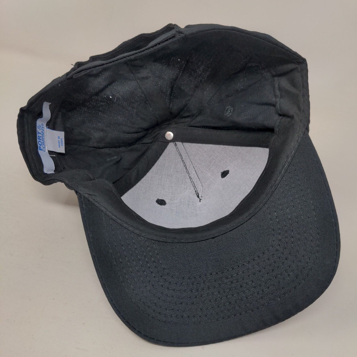 Splatter Strapback Hat Black One Size Adjustable 5 Panel Cotton Port & Company