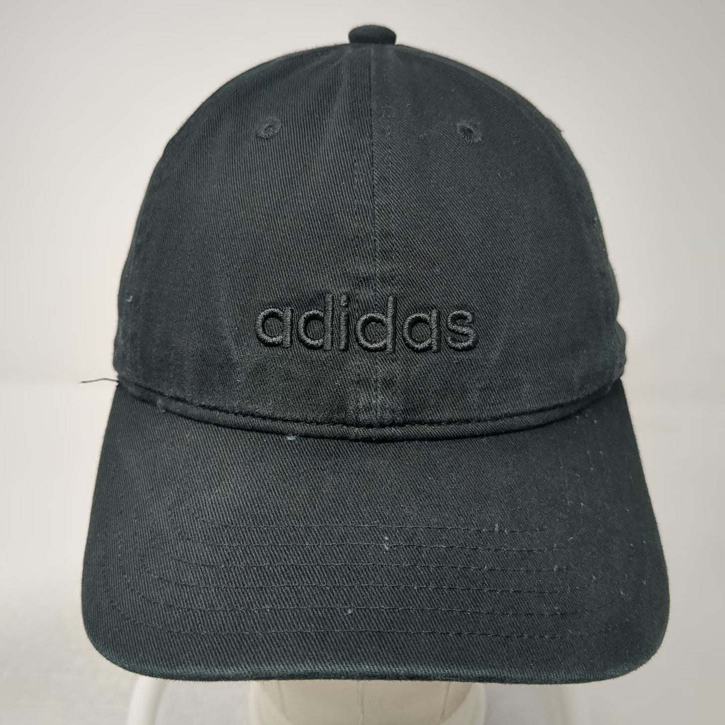 adidas Baseball Cap Black One Size Strapback Tonal Embroidery Curved Brim Hat