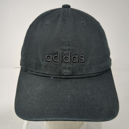adidas Baseball Cap Black One Size Strapback Tonal Embroidery Curved Brim Hat
