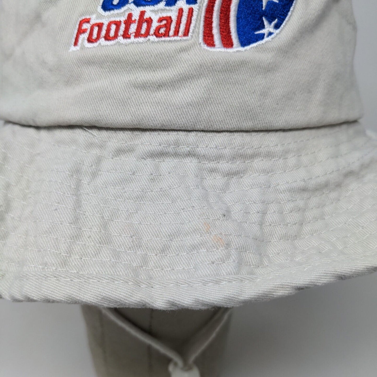 USA Football Men's Bucket Hat Gray Chin Strap 100% Cotton Embroidered Logo