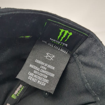 Monster Energy Snapback Black Hat One Size Embroidered Claw Logo Cotton