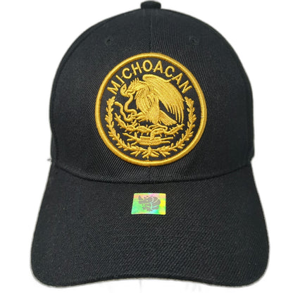 Black Gold Baseball Cap One Size Michoacan Mexico Eagle Snake Strapback Hat