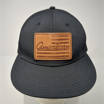 American Flag Snapback Hat Black OS Adjustable Leather Patch Patriotic The Game