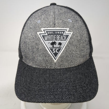 Gray Myrtle Beach SC Baseball Cap One Size Herringbone Tweed Strapback Patch Hat