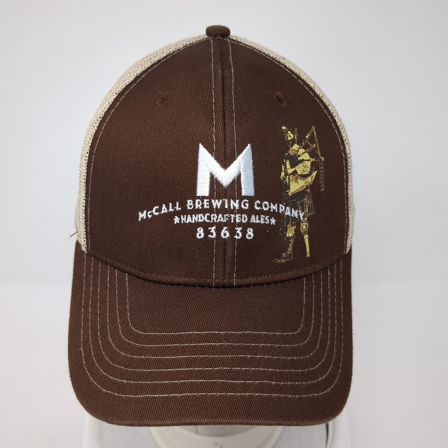 McCall Brewing Company Snapback Trucker Hat Brown One Size Mesh Back