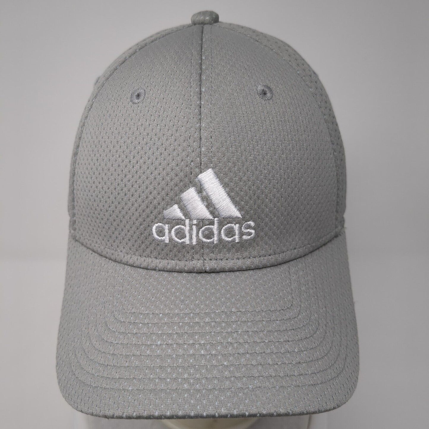 Adidas Fitted Hat Gray S/M Embroidered 3 Stripes 6 Panel Vent Holes