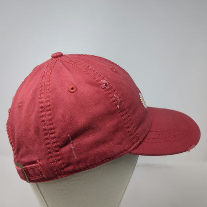 Life is Good Baseball Cap Red One Size Daisy Embroidered Cotton Slideback Hat