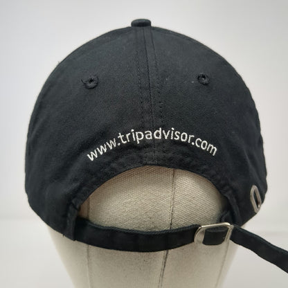 TripAdvisor Logo Baseball Cap Black OS Adjustable Slideback Slogan Travel Hat