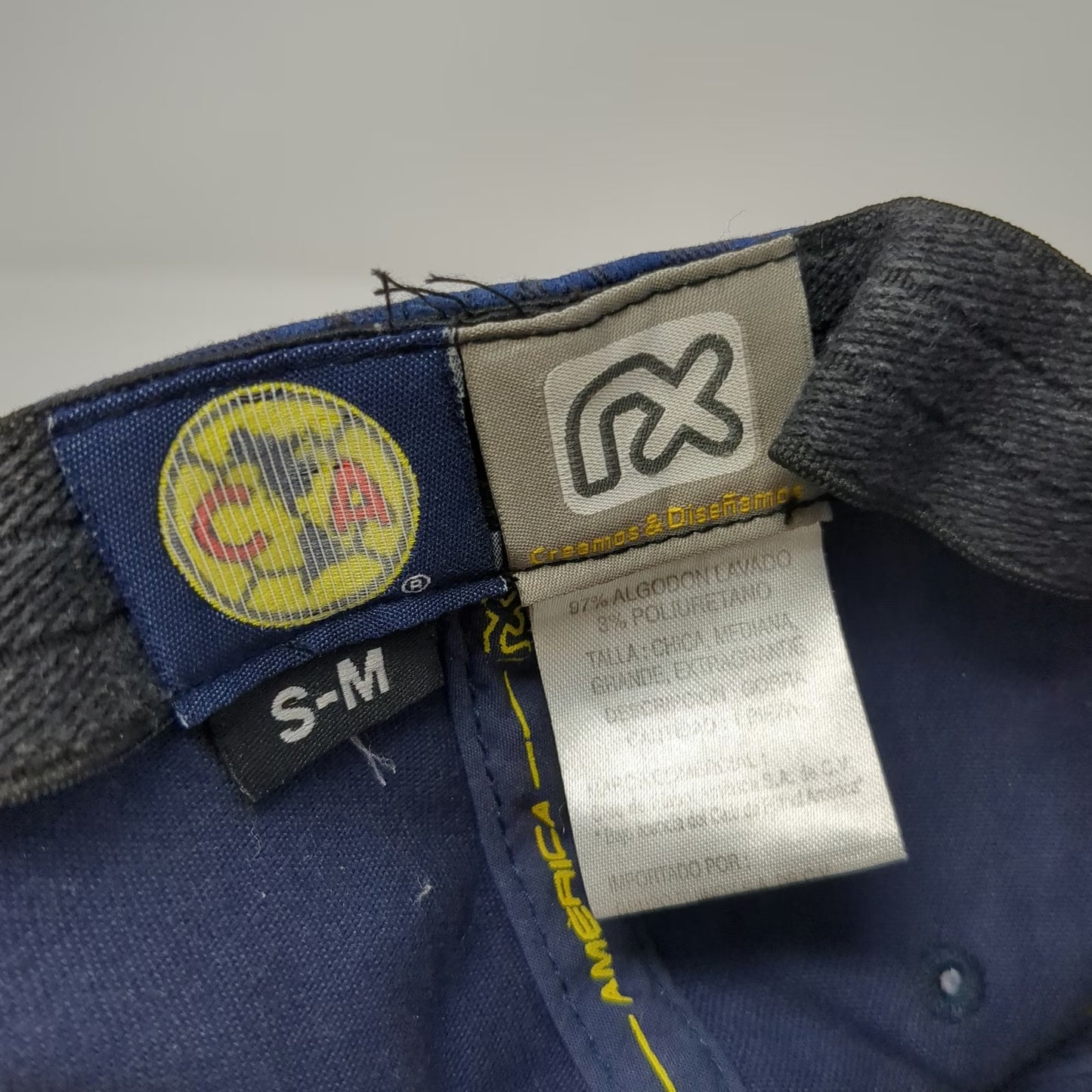 RX Club America Soccer Baseball Cap Blue Yellow M Fitted Stretch FMF Football