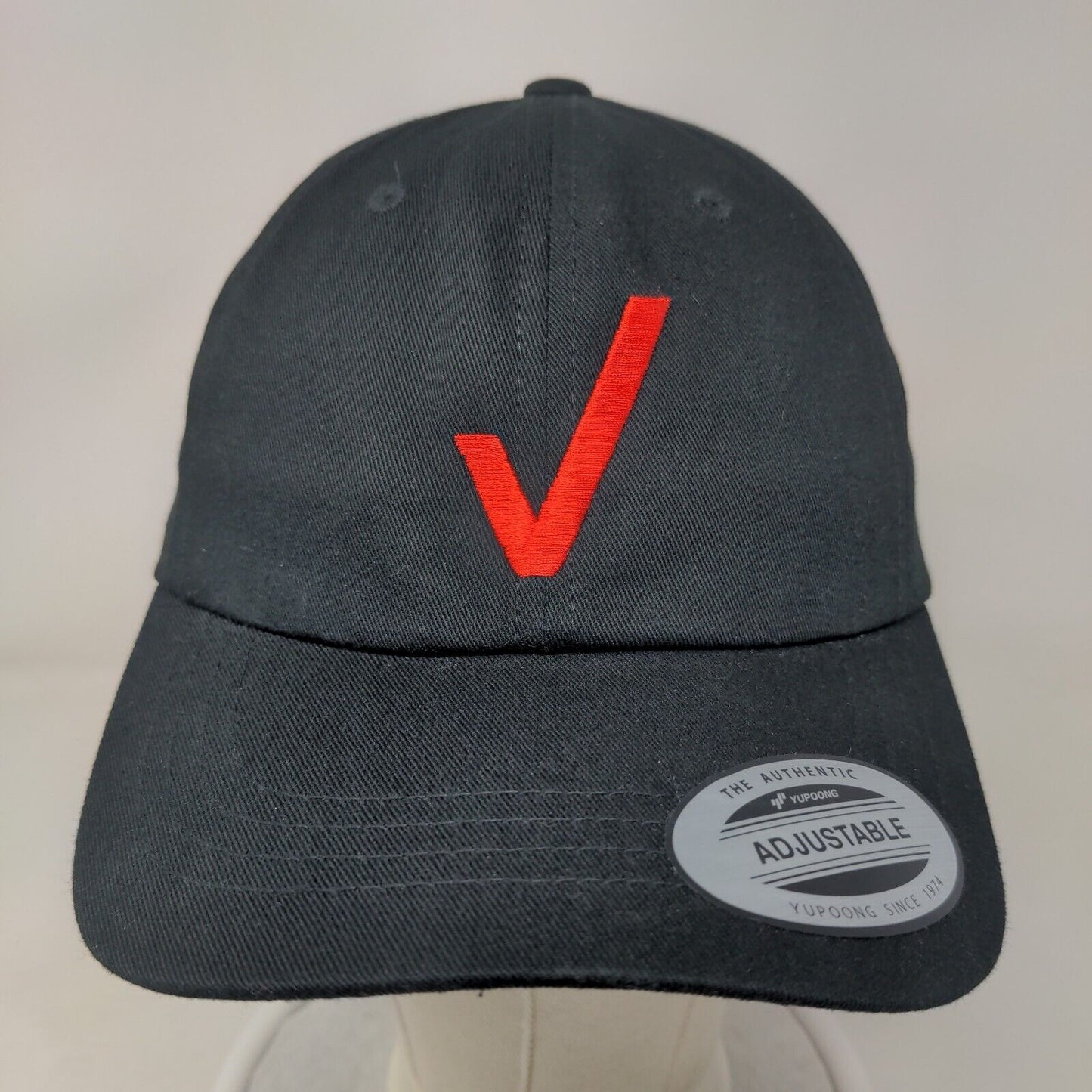 Yupoong Classics Slideback Hat Black Red Checkmark Embroidered Logo