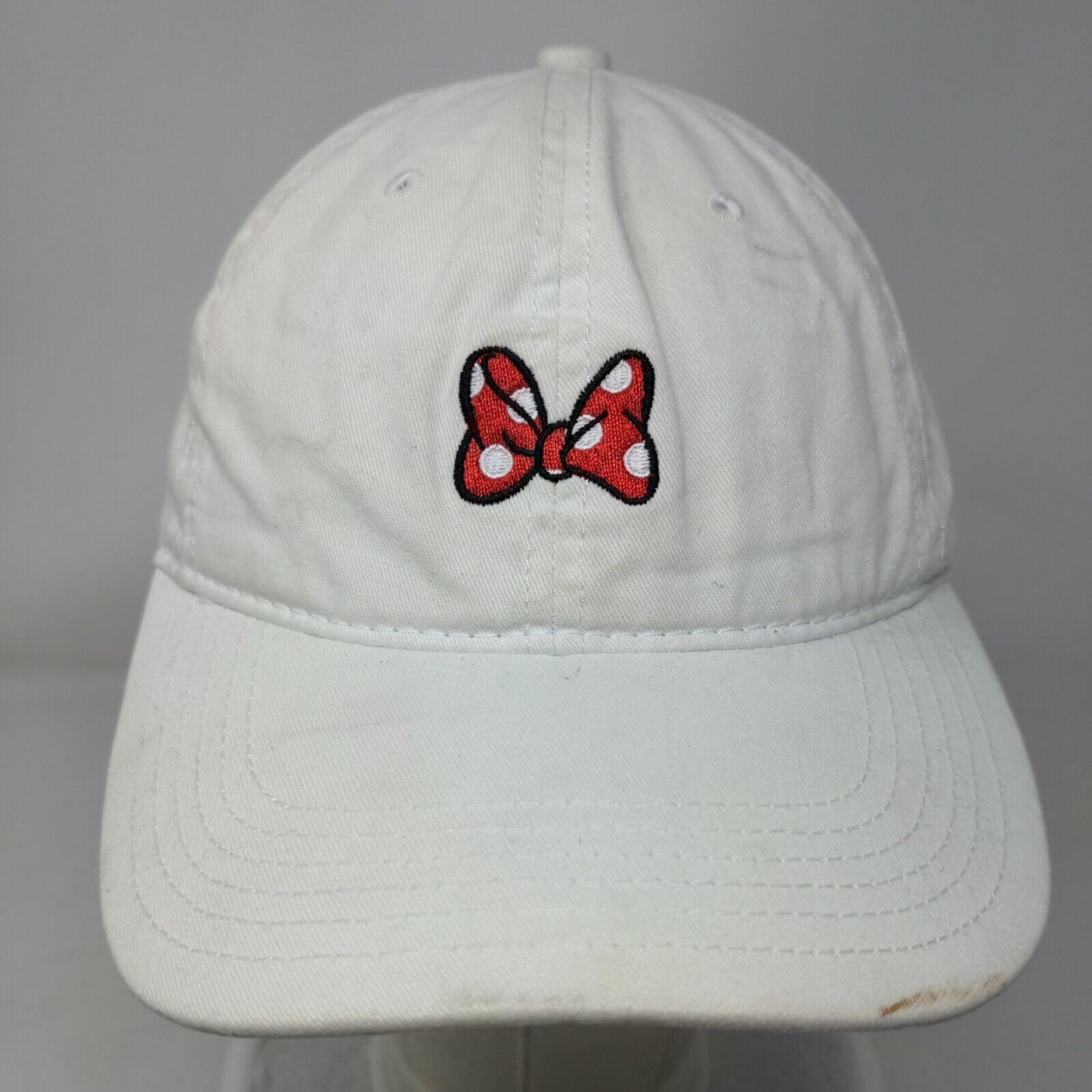 Minnie Mouse Slideback Hat White One Size Adjustable Embroidered Disney