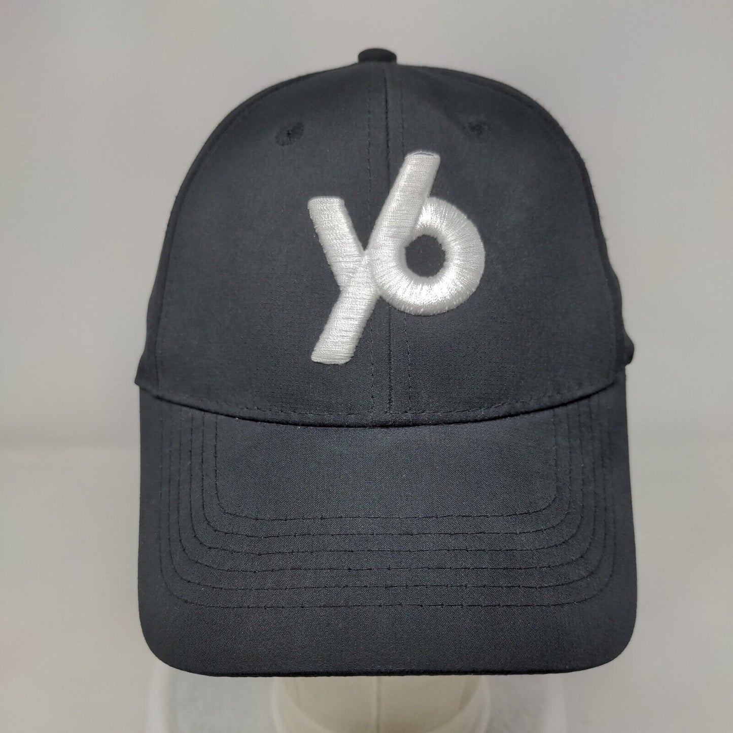 Y6 Strapback Hat Black OSFM Embroidered Moisture Wicking UV Coating