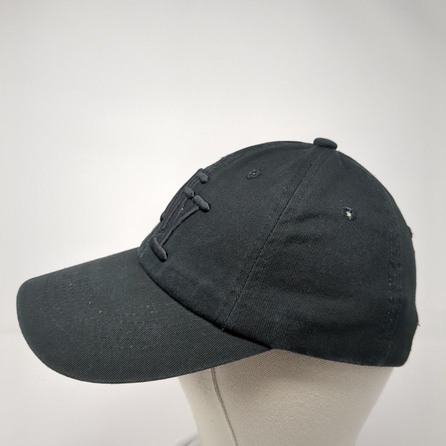 NY New York Slideback Hat Black One Size Adjustable Solid 6 Panel