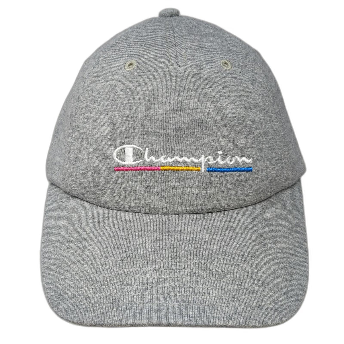 Champion Baseball Cap Gray One Size Strapback Cotton Script Logo Adjustable Hat